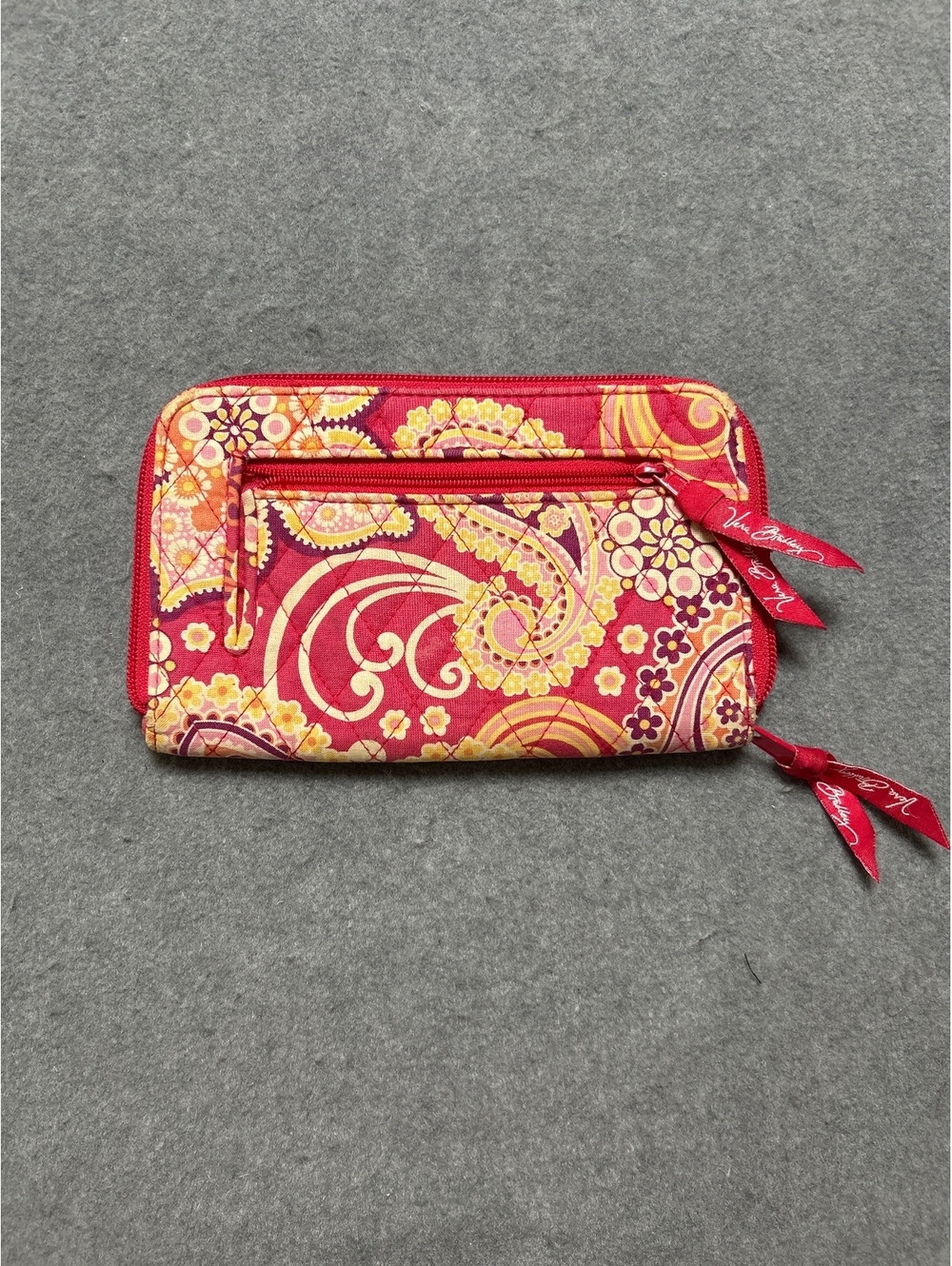 Vera Bradley Quilted Zip Around Wallet in Red Paisley Pattern